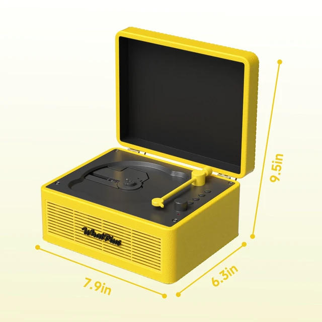 Alt view image 6 of 7 - CD Player with Bluetooth Speakers, App Control, Magnetic Display Color: Black and Yellow. High-fidelity sound with a retro desktop design, ideal for home decor and gifting