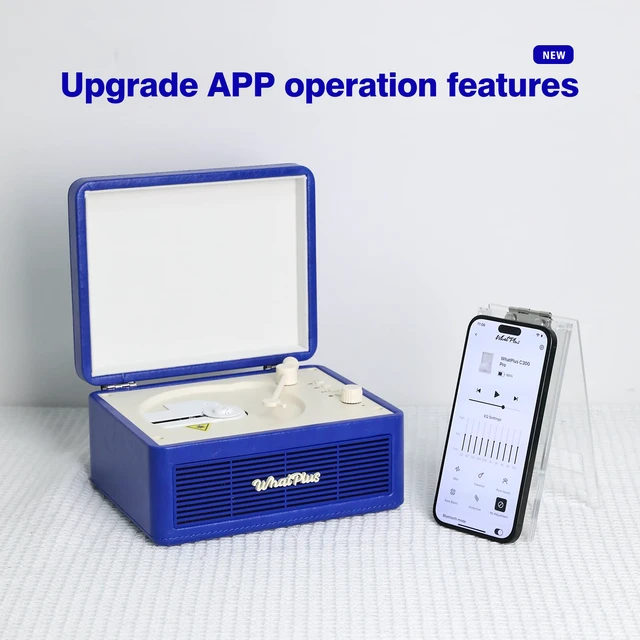 Alt view image 2 of 7 - CD Player with Bluetooth Speakers, App Control, Magnetic Display Color: Dark Blue. High-fidelity sound with a retro desktop design, ideal for home decor and gifting