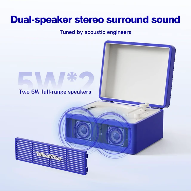 Alt view image 3 of 7 - CD Player with Bluetooth Speakers, App Control, Magnetic Display Color: Dark Blue. High-fidelity sound with a retro desktop design, ideal for home decor and gifting