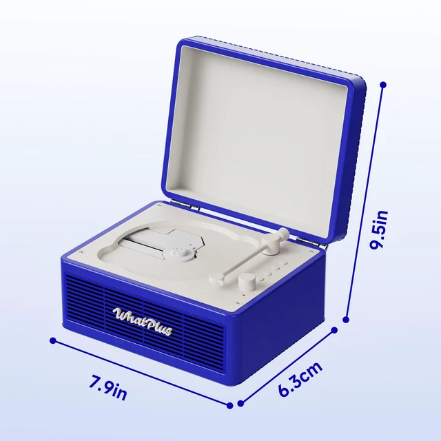 Alt view image 7 of 7 - CD Player with Bluetooth Speakers, App Control, Magnetic Display Color: Dark Blue. High-fidelity sound with a retro desktop design, ideal for home decor and gifting