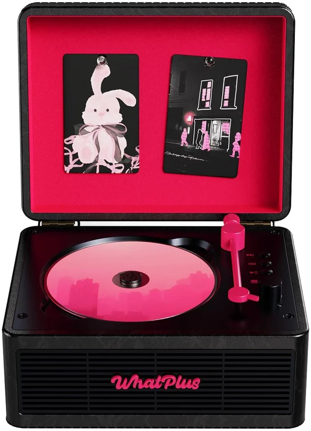 Main image of CD Player with Bluetooth Speakers, App Control, Magnetic Display Color: Black and Pink. High-fidelity sound with a retro desktop design, ideal for home decor and gifting