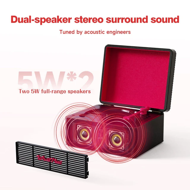 Alt view image 3 of 7 - CD Player with Bluetooth Speakers, App Control, Magnetic Display Color: Black and Pink. High-fidelity sound with a retro desktop design, ideal for home decor and gifting
