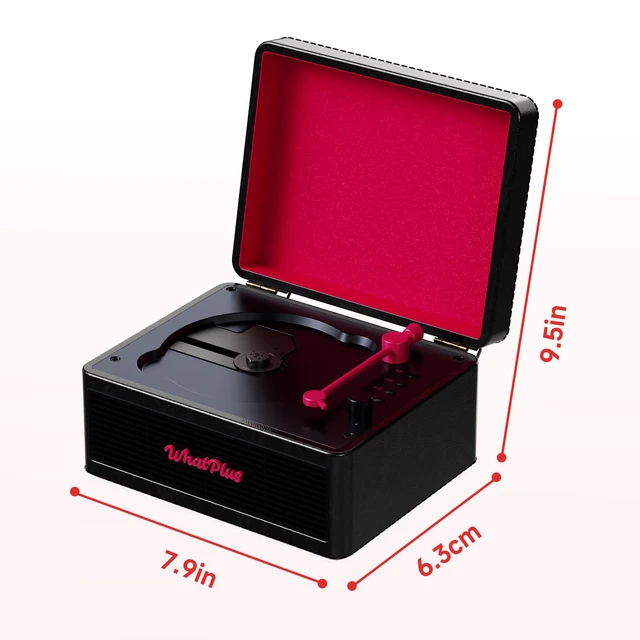 Alt view image 7 of 7 - CD Player with Bluetooth Speakers, App Control, Magnetic Display Color: Black and Pink. High-fidelity sound with a retro desktop design, ideal for home decor and gifting