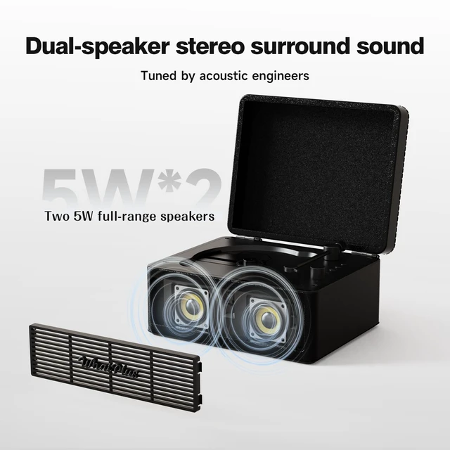 Alt view image 3 of 7 - CD Player with Bluetooth Speakers, App Control, Magnetic Display Color: Black. High-fidelity sound with a retro desktop design, ideal for home decor and gifting