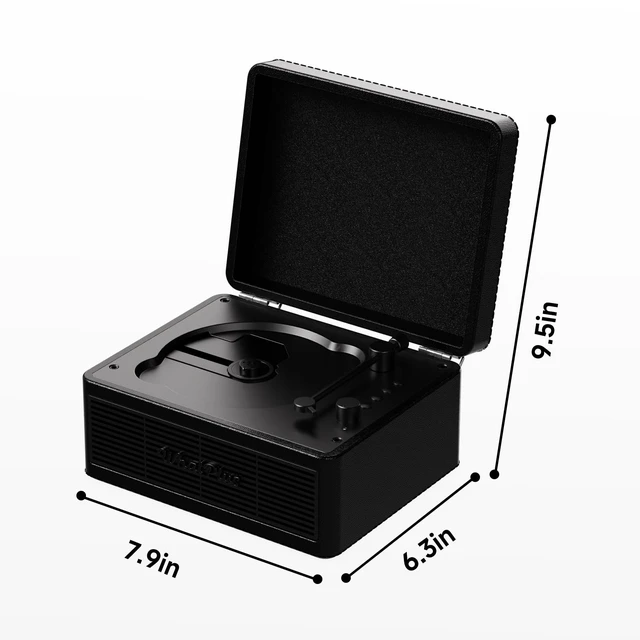 Alt view image 7 of 7 - CD Player with Bluetooth Speakers, App Control, Magnetic Display Color: Black. High-fidelity sound with a retro desktop design, ideal for home decor and gifting