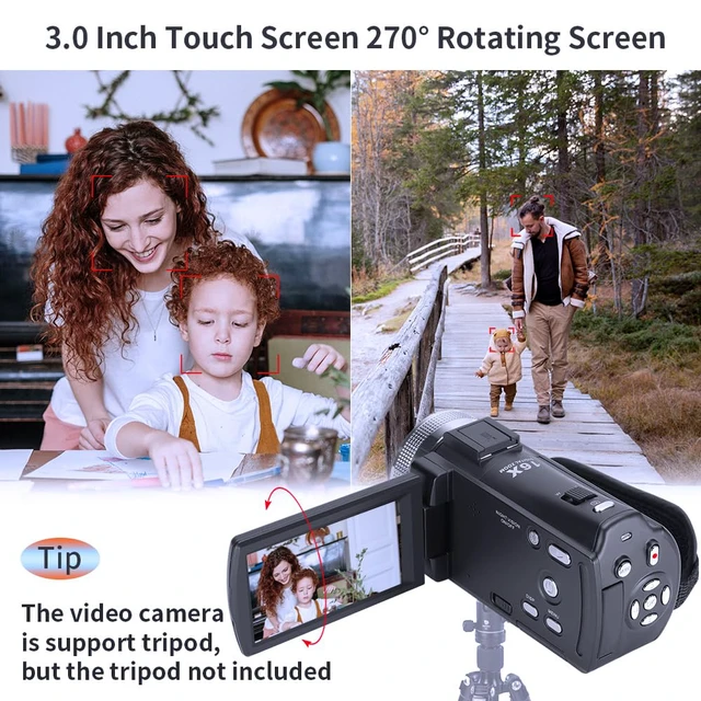Alt view image 4 of 6 - V12 1080P Camcorder Night Vision with 16G Card 2 Batteries HD retro camcorder recorder, infrared night vision, 16X digital zoom, LCD display, beginner friendly, travel vlogging