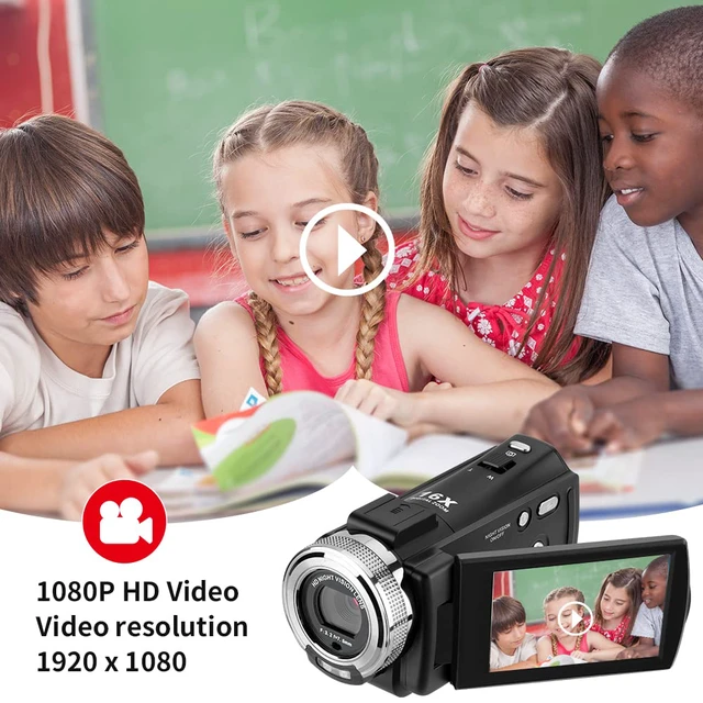 Alt view image 5 of 6 - V12 1080P Camcorder Night Vision with 16G Card 2 Batteries HD retro camcorder recorder, infrared night vision, 16X digital zoom, LCD display, beginner friendly, travel vlogging