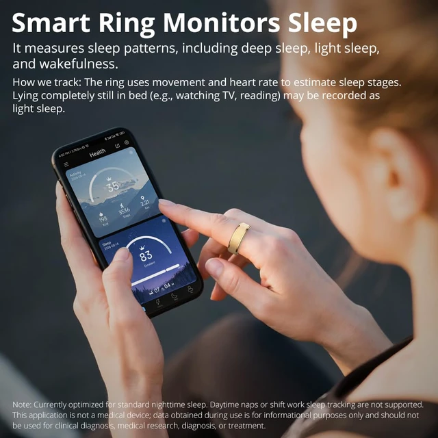 Alt view image 3 of 7 - R10 Smart Ring, Sleep Health & Skin Temperature & 5ATM(Rose Gold, 9) Smart Health Ring for Women, Protective Case, No Subscription Fee, Heart Rate Monitoring, Fitness Tracker