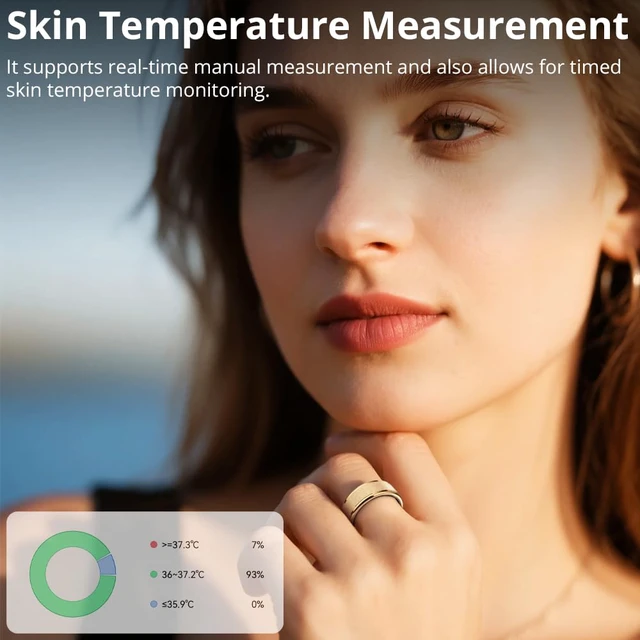 Alt view image 4 of 7 - R10 Smart Ring, Sleep Health & Skin Temperature & 5ATM(Rose Gold, 9) Smart Health Ring for Women, Protective Case, No Subscription Fee, Heart Rate Monitoring, Fitness Tracker