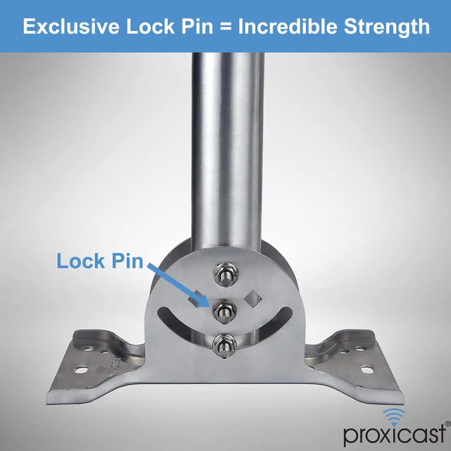 Alt view image 3 of 6 - J-Max Pivot/Lock Antenna Mount Pole, Rustproof Aluminum, 1.5"x36" Pro-Grade Universal Outdoor Adjustable & Reversible J-Pole Antenna Mounting Pole Mast Bracket for Wall, Eave or Roof Mounting