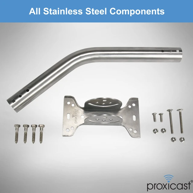 Alt view image 4 of 6 - J-Max Pivot/Lock Antenna Mount Pole, Stainless Steel, 1.5"x36" Pro-Grade Universal Outdoor Adjustable & Reversible J-Pole Antenna Mounting Pole Mast Bracket for Wall, Eave or Roof Mounting