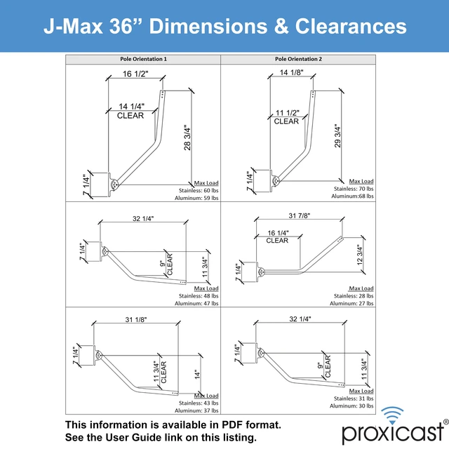 Alt view image 5 of 6 - J-Max Pivot/Lock Antenna Mount Pole, Rustproof Aluminum, 1.5"x36" Pro-Grade Universal Outdoor Adjustable & Reversible J-Pole Antenna Mounting Pole Mast Bracket for Wall, Eave or Roof Mounting