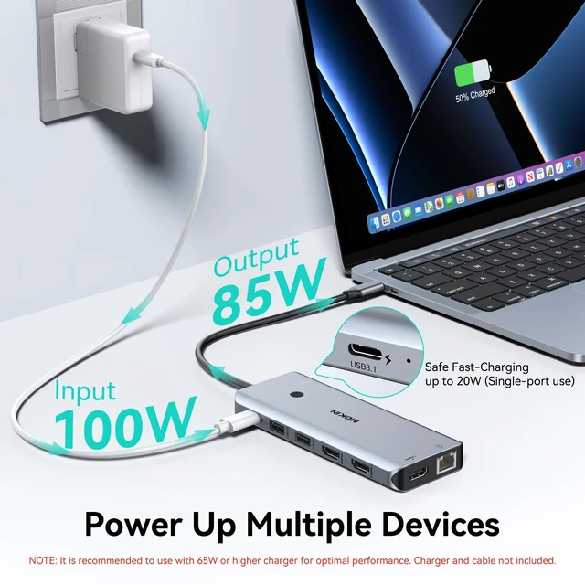 Alt view image 5 of 7 - USB C Docking Station 3 Monitors,3 HDMI 4K@60Hz Triple Display Hub 12-IN-1 Laptop Docking Station:3*4K@60Hz HDMI,3*10Gbps USB C Ports,2*USB A Ports,Ethernet,Card Reader,100W PD,Toggle Button