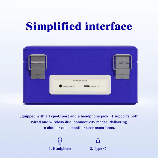 Alt view image 6 of 7 - CD Player with Bluetooth Speakers, App Control, Magnetic Display Color: Dark Blue. High-fidelity sound with a retro desktop design, ideal for home decor and gifting