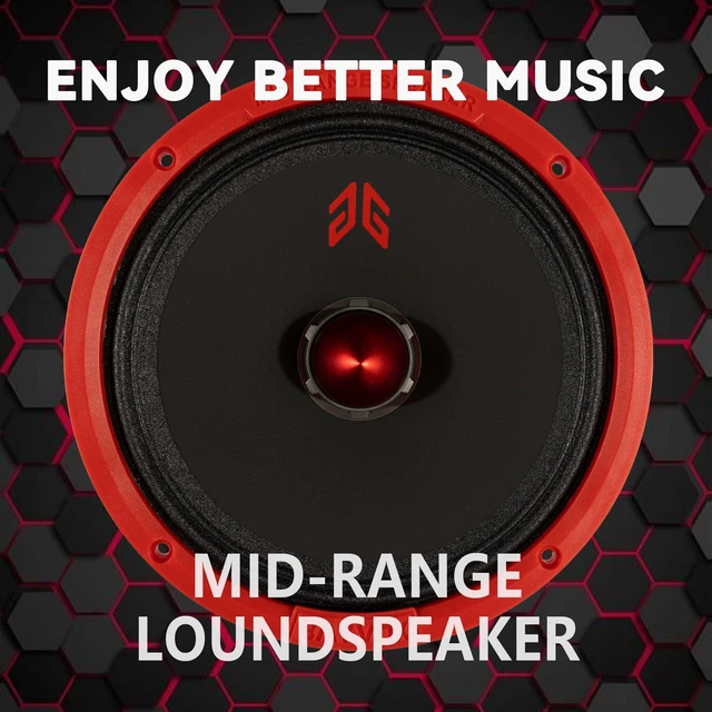 Alt view image 6 of 7 - MX80E1 Loudspeaker 8 Inch Midrange 560 Watts 6 Ohms Red Bullet, Premium Quality Audio Door Speakers for Car or Truck Stereo Sound System, Red (2 Speakers)