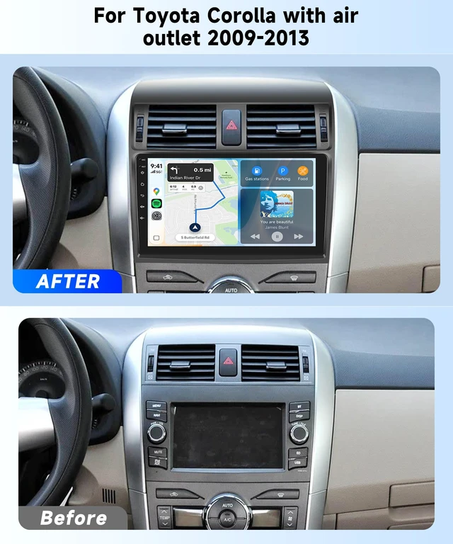 Alt view image 2 of 7 - Linux Car Stereo for Toyota Corolla 2009-2013, Wireless Carplay Wireless Android Auto, 9'' IPS Touchscreen Mirror Link YouTube Video Vi-Link Car Radio Bluetooth FM/RDS DSP SWC Backup Camera