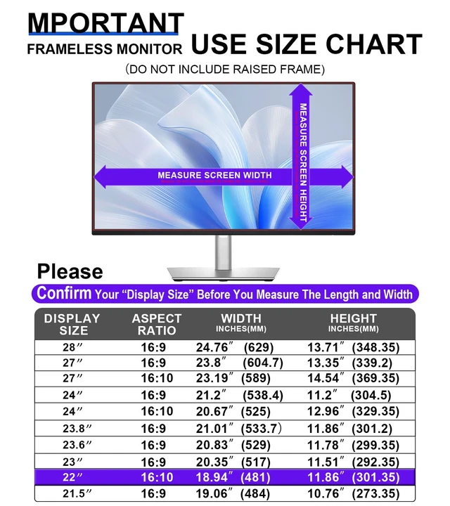 Alt view image 4 of 7 - 2 Pack 22 Inch Computer Privacy Screen Filter for 16:10 All-in-One Desktop/Frameless Monitor - Removable Blue Light UV Blocking Privacy Shield for Thin Bezel Computer