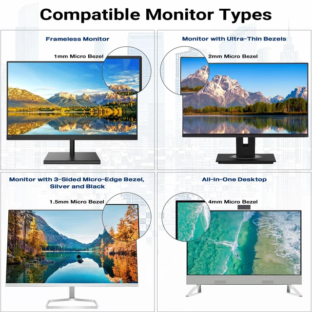 Alt view image 5 of 7 - 2 Pack 22 Inch Computer Privacy Screen Filter for 16:10 All-in-One Desktop/Frameless Monitor - Removable Blue Light UV Blocking Privacy Shield for Thin Bezel Computer