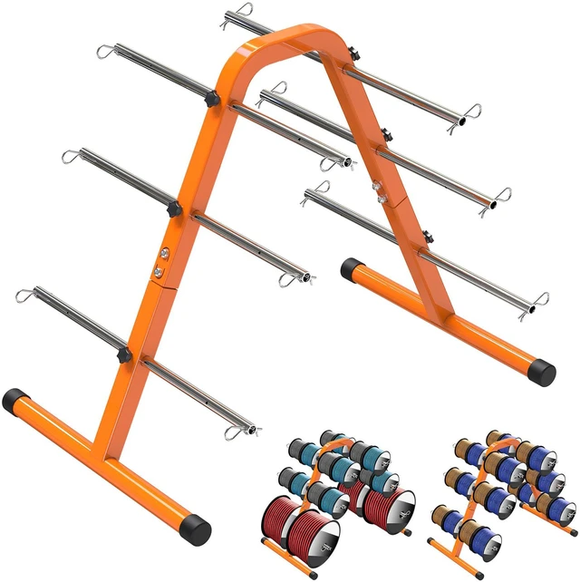 Main image of Portable Wire Spool Caddy, Cable Dispenser with 6 Adjustable Rods Orange Electrical Wire Caddy, Heavy-Duty Steel Wire Spool Rack for Effortless Spool Storage & Dispensing