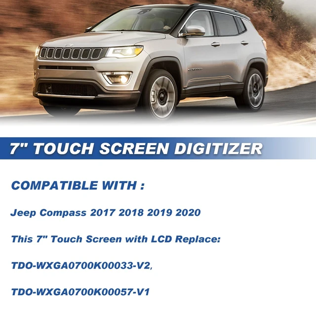 Alt view image 2 of 6 - 7" Uconnect Touch Screen Compatible with 2017-2020 Jeep Compass LCD Monitor Replace # TDO-WXGA0700K00033-V2 TDO-WXGA0700K00057-V1, Radio Navigation