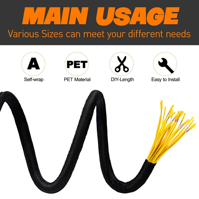 Alt view image 4 of 7 - Split Braided Sleeve Cable Management Wire Loom Cord Covers for High-Temperature Automotive Harness and Home Cable Management, 25ft - 1 inch Self-Wrapping Tubing Cord Protector