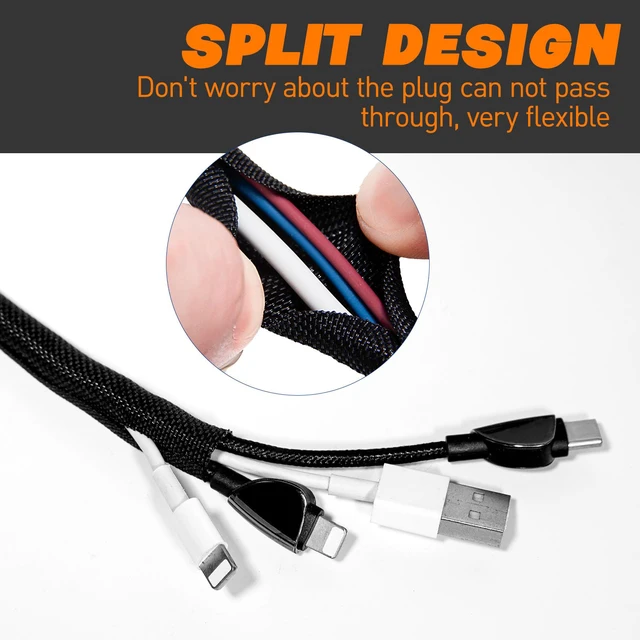 Alt view image 5 of 7 - Split Braided Sleeve Cable Management Wire Loom Cord Covers for High-Temperature Automotive Harness and Home Cable Management, 25ft - 1 inch Self-Wrapping Tubing Cord Protector