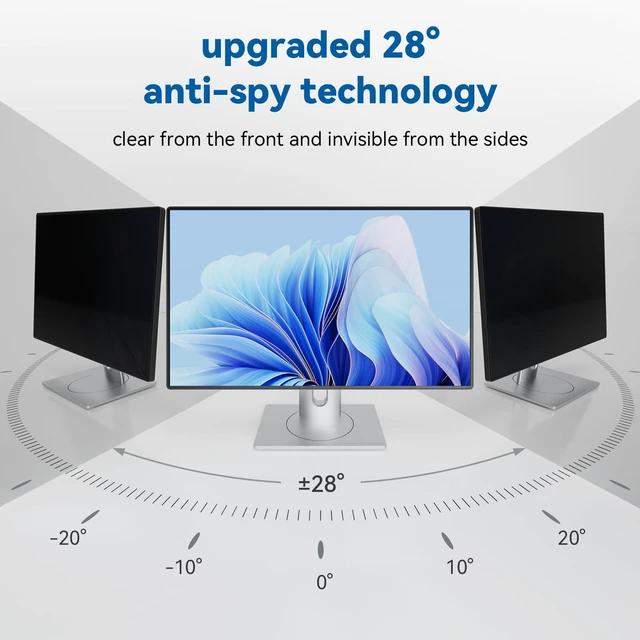 Alt view image 7 of 7 - 2 Pack 24 inch Magnetic Privacy Screen For 16:9 Computer Monitor Easy Snap On Install, Anti-Glare & Blue Light Filter & Spy Protector, Matte Privacy Shield Support 24" Curved & Flat Screen