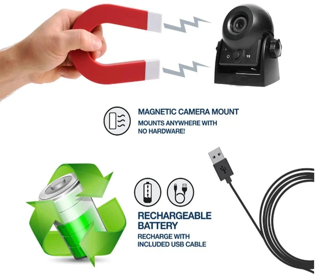 Alt view image 4 of 7 - Wireless Backup Camera,1080P HD Magnetic Rear View Camera for Truck/RV/Trailer, Works with CarPlay & Android Auto/inDash Screen, NoDrill Install, Rechargeable Battery, Night Vision, IP68