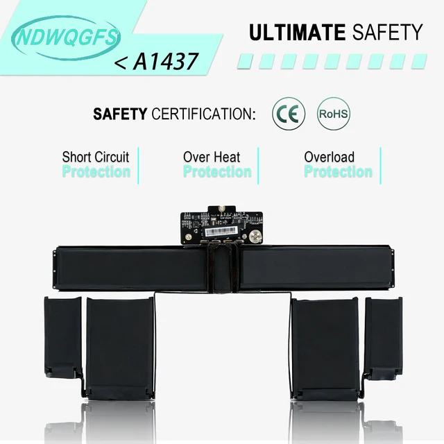 Alt view image 6 of 6 - A1437 A1425 Laptop Battery Compatible with MacBook Pro Retina 13" A1425 Late 2012 & Early 2013 74Wh 11.21V Fits Models MD101 MD102 MD212 MD213 ME662 EMC 2557 2672