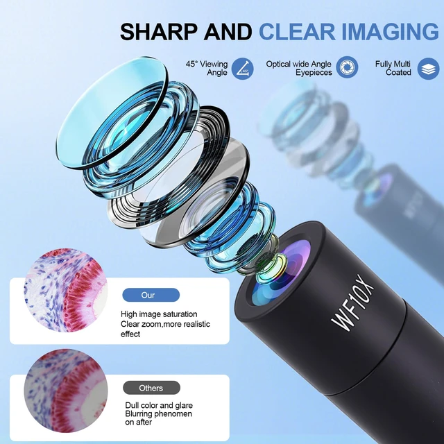 Alt view image 3 of 7 - Microscope for Adults & Kids, 40X-2500X High-Power Compound Microscope for Students, School Lab & Home Schooling,Equiped with Slides Set & Phone Holder (White)