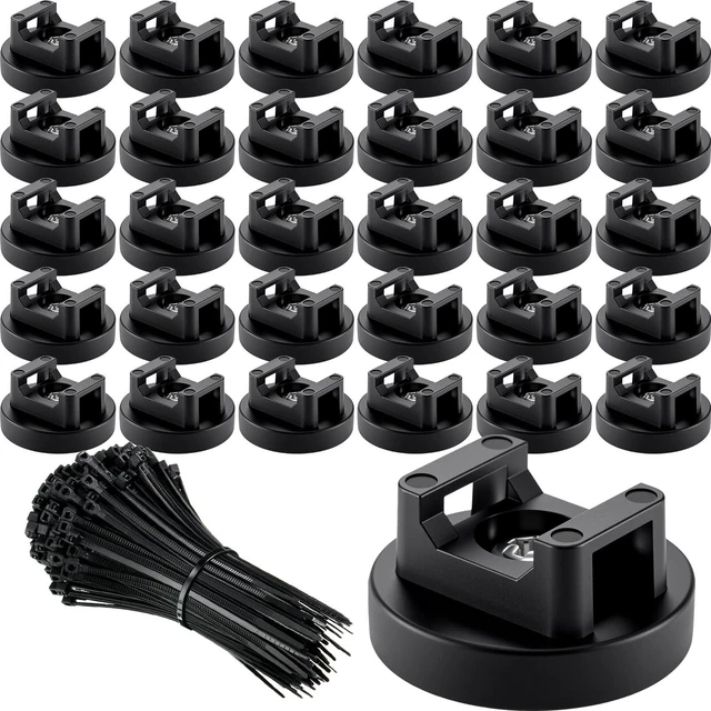 Main image of 250 Pieces Magnetic Zip Tie Mount Cable Wire Management Base, 31 mm Heavy Duty Nylon Ties, Magnet Organizer for Outdoor Use, Multipurpose Wire Management, Metal Surface Mount System