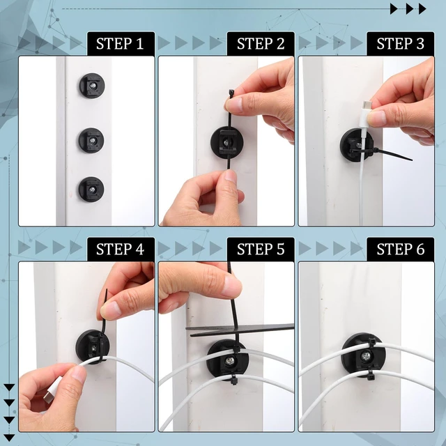 Alt view image 4 of 6 - 250 Pieces Magnetic Zip Tie Mount Cable Wire Management Base, 31 mm Heavy Duty Nylon Ties, Magnet Organizer for Outdoor Use, Multipurpose Wire Management, Metal Surface Mount System