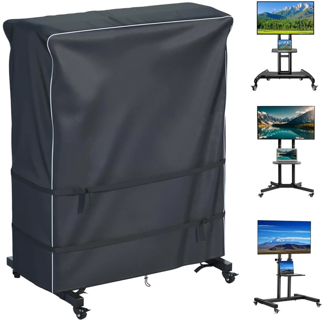 Main image of 65-70 inch outdoor TV trolley cover, courtyard TV cover, Oxford fabric waterproof and dustproof, triple windproof design, compatible with rolling/mobile stand