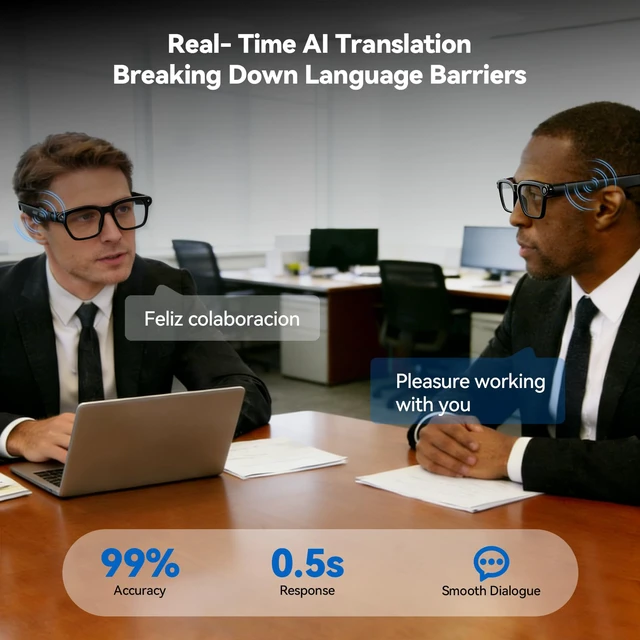 Alt view image 3 of 7 - AI Smart Glasses with 8MP Camera, 4K Video Recording and Photo, Bluetooth 5.4 Audio Calls & Music, AI Voice Assistan, AI Recording, Real Time Translation - for Life, Work and Vlog