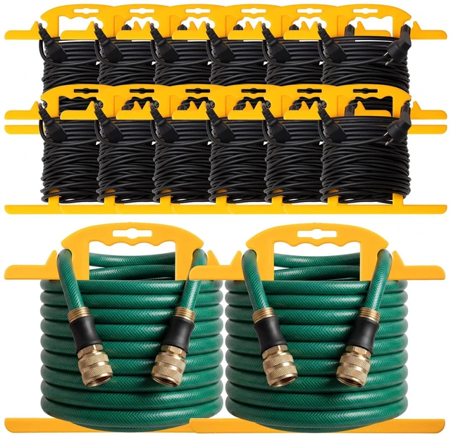 Main image of 12 Pcs Heavy Duty Extension Cord and Hose Reel with Carrying Handle, Durable ABS H-shape Design Fits 100ft Cord Cable or Water Hose, 50ft Soaker Tube Management (Yellow)
