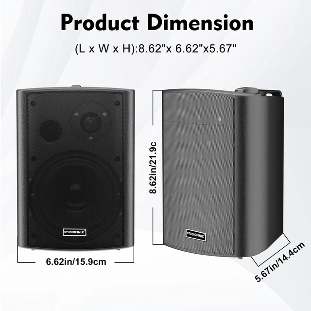Alt view image 5 of 7 - 4 Inch 200W Indoor/Outdoor Bluetooth 5.1 Waterproof Wall-Mounted Speakers, Wireless Multi-Speaker Sync with IR Remote, for Patio, Garage, Home, Backyard(401BLE,Black,Pair)