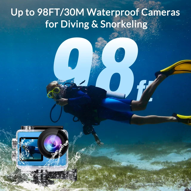 Alt view image 3 of 7 - Action Camera 4K 20MP 5X Zoom 98FT Waterproof Underwater i8 WiFi Waterproof to 98FT with EIS for Smooth Video. Dual Batteries, WiFi Remote Control, Snap Pro App for Editing for Snorkeling