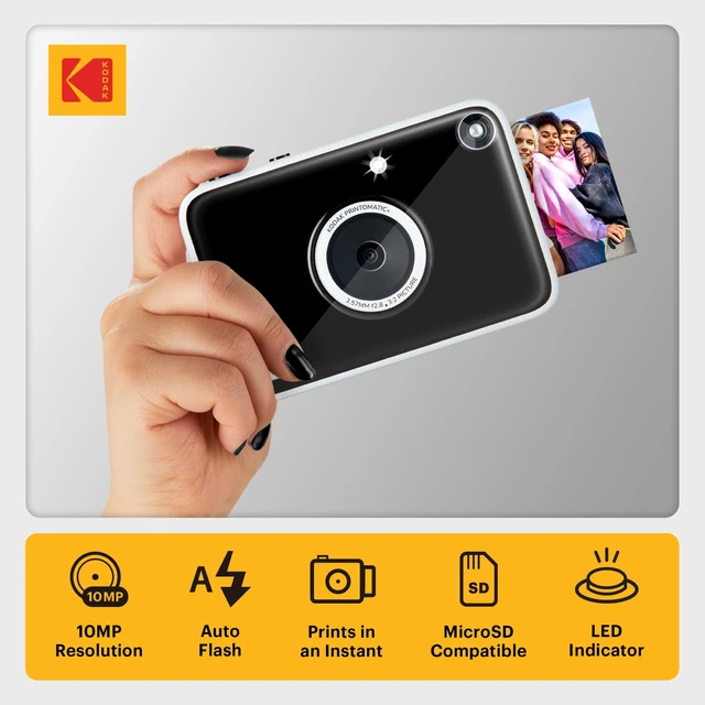 Alt view image 2 of 7 - Printomatic+ Instant Print Digital Camera (Black) 10MP Portable Camera with Interactive RGB LED Status Indicator, Prints Full-Color Photos on Zink 2x3 Sticky-Backed Photo Paper - Easy & Fun