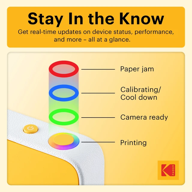 Alt view image 5 of 7 - Printomatic+ Instant Print Digital Camera (Yellow) 10MP Portable Camera with Interactive RGB LED Status Indicator, Prints Full-Color Photos on Zink 2x3 Sticky-Backed Photo Paper - Easy & Fun