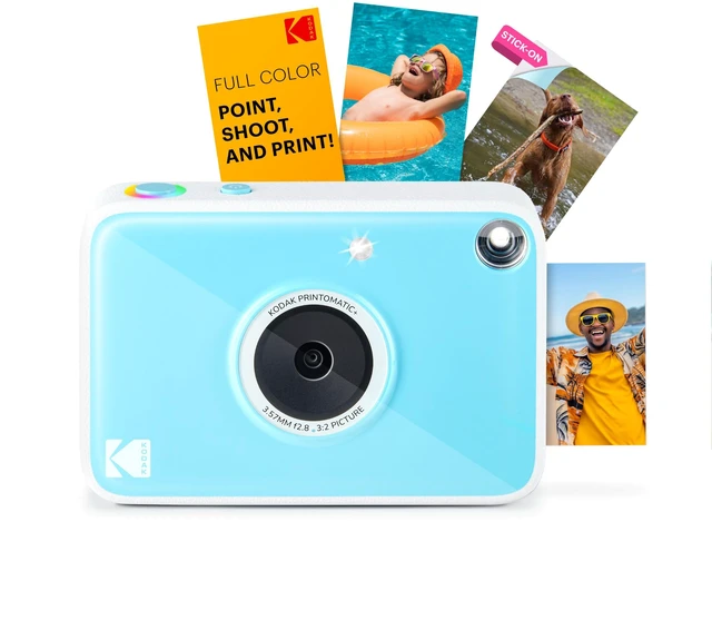 Main image of Printomatic+ Instant Print Digital Camera (Blue) 10MP Portable Camera with Interactive RGB LED Status Indicator, Prints Full-Color Photos on Zink 2x3 Sticky-Backed Photo Paper - Easy & Fun