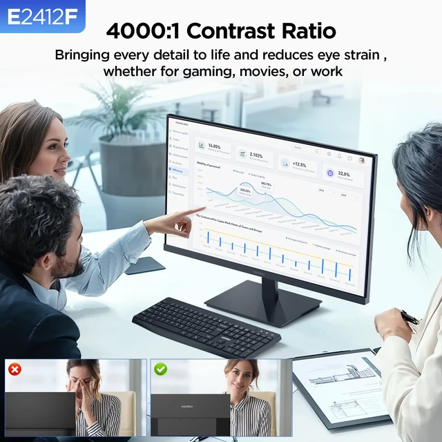 Alt view image 5 of 7 - 24" FHD 1080P 100Hz Computer Monitor, PC Gaming Screen VA Panel with Adaptive-Sync, TÜV Rheinland Certified Eye Care, VESA Mountable, Tilt, Black (2026)