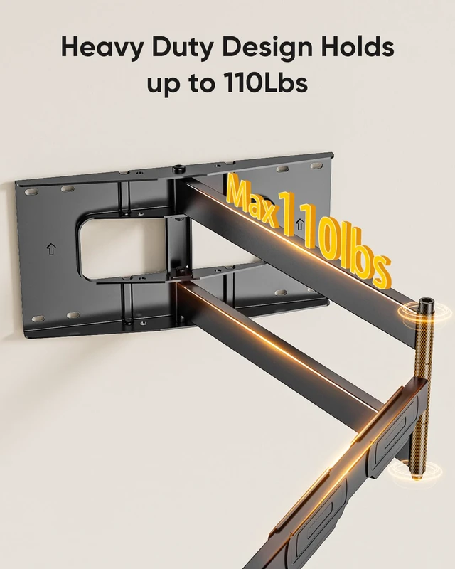 Alt view image 5 of 7 - Long Arm TV Wall Mount Full Motion TV Mount for 42-80" TVs Corner Wall Mount Bracket with 43" Extension, Swivel & Tilt, Fits Flat/Curved Screens, Holds 110 lbs, VESA 600x400mm