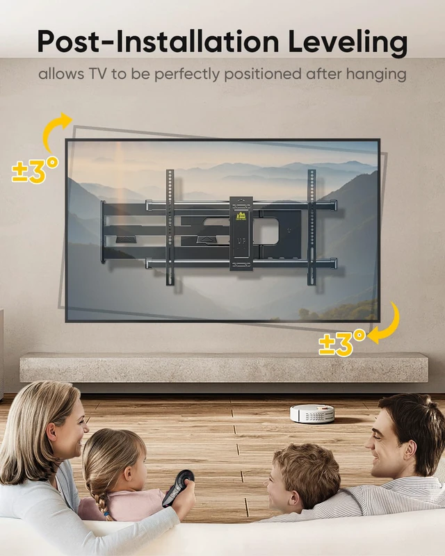 Alt view image 6 of 7 - Long Arm TV Wall Mount Full Motion TV Mount for 42-80" TVs Corner Wall Mount Bracket with 43" Extension, Swivel & Tilt, Fits Flat/Curved Screens, Holds 110 lbs, VESA 600x400mm