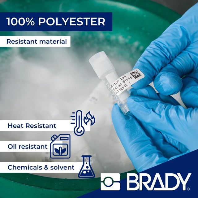 Alt view image 3 of 7 - Authentic (M5-97-488) Solvent Resistant Polyester Labels 0.9 in H x 0.9 in W Black on White, 280 Labels. for use with The BMP51 and M511 Label Printers