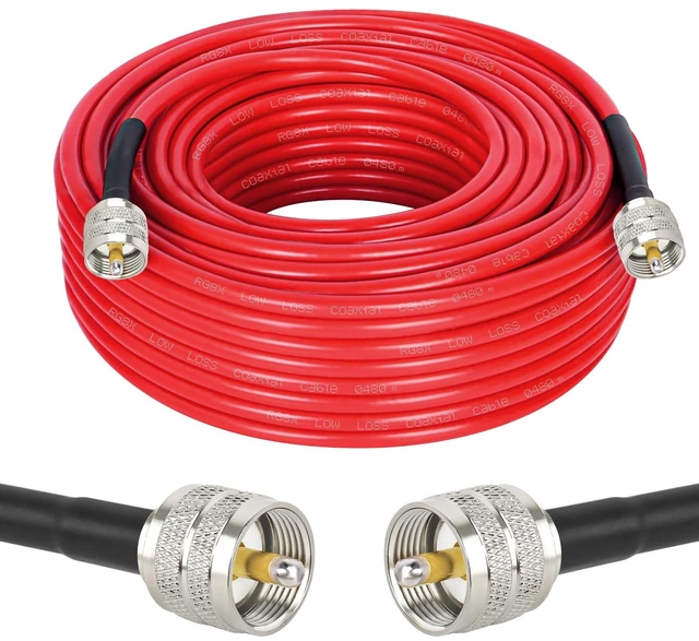 Main image of RG8X Coaxial Cable 100ft,CB Coax Cable,UHF PL259 Male to Male Low Loss CB Antenna Cable 50 Ohm for HAM Radio,Antenna Analyzer,Dummy Load,SWR Meter