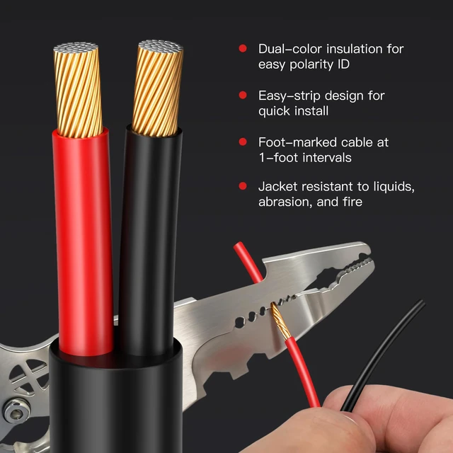Alt view image 4 of 7 - 14 Gauge Outdoor Speaker Wire 200ft CL3 Direct Burial CCA Cable CL2 Rated, 2 Conductor Stranded Core, UV and Weather Resistant, No Conduit Needed Underground, Garden Patio Pool Audio