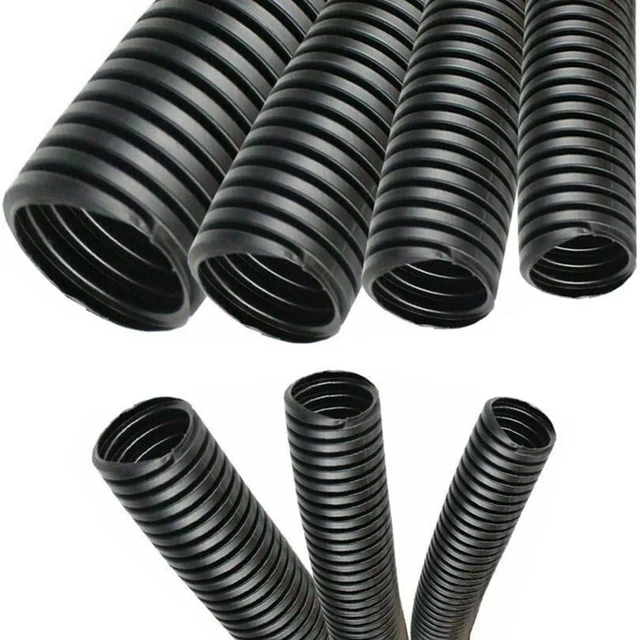 Main image of 1.5" Polypropylene Non-Slit Wire Loom Corrugated Flexible Conduit - 25 Feet - Black