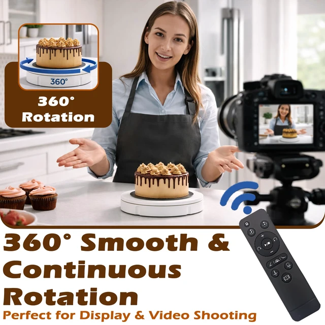 Alt view image 2 of 6 - Rotating Platform 12Inch/360lbs Capacity, 360 Degree Rotating Display Stand, Rotating Turntable for Photography, Remote Motorized Electric Turntable with 5 Colour Surface Covers and Carry Bag