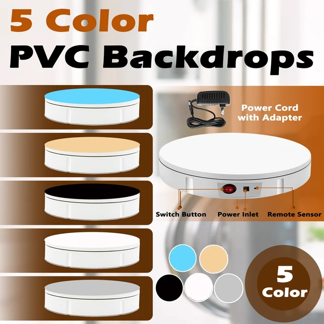 Alt view image 4 of 6 - Rotating Platform 12Inch/360lbs Capacity, 360 Degree Rotating Display Stand, Rotating Turntable for Photography, Remote Motorized Electric Turntable with 5 Colour Surface Covers and Carry Bag