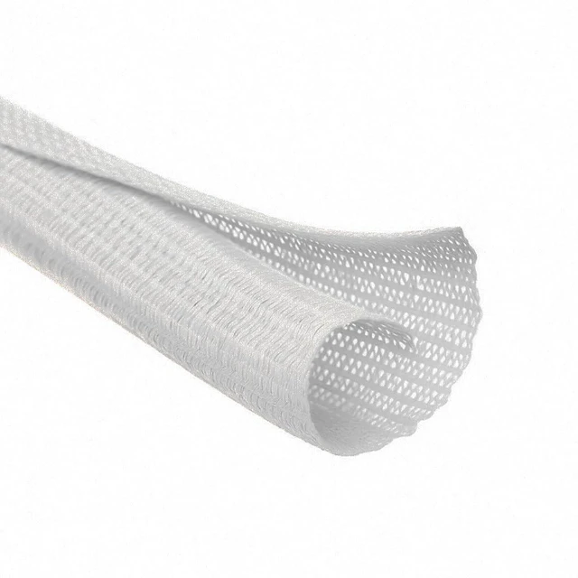 Main image of Braided Split-Sleeve White Wire Loom for High-Temperature Automotive Harness and Home Cable Management 25 feet (1")